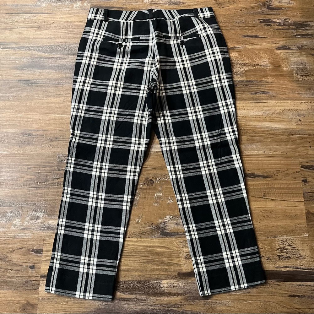 Banana Republic Black White Tan Plaid Women's Capri Cropped Ankle Pants Trousers - Picture 3 of 14